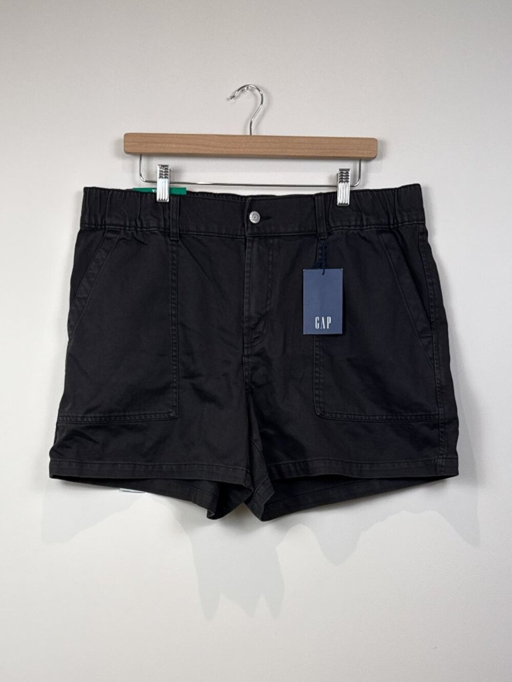 GAP Womens Black Twill Pull On Utility Shorts Elastic Waist Pocket XL/TG